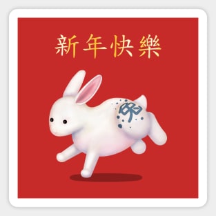 Cute Zodiac Rabbit "Happy New Year" in Chinese Magnet